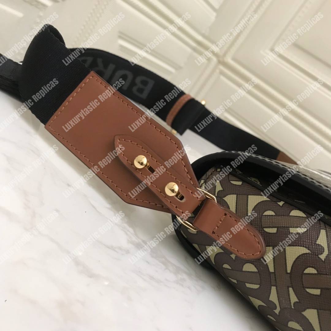 B**rry monogram stripe e-canvas note crossbody bag bridle brown