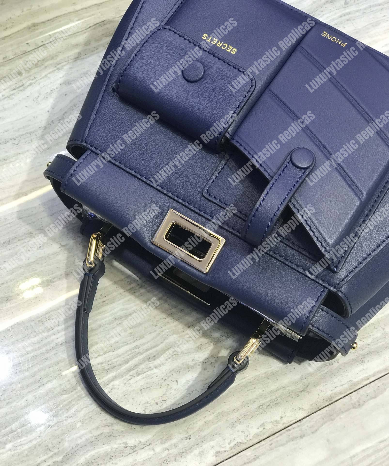 F**di peekaboo iconic mini blue leather bag