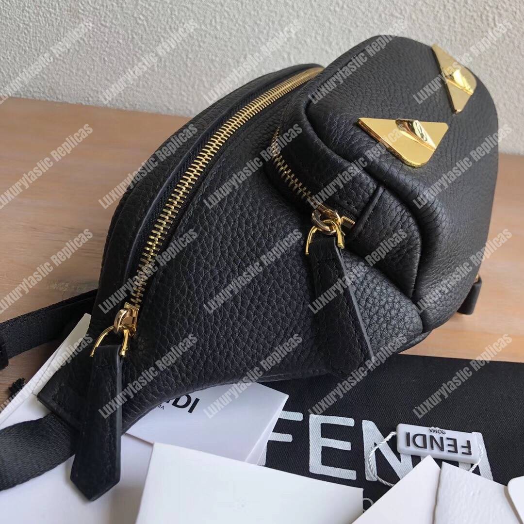 F**di black romano leather belt bag