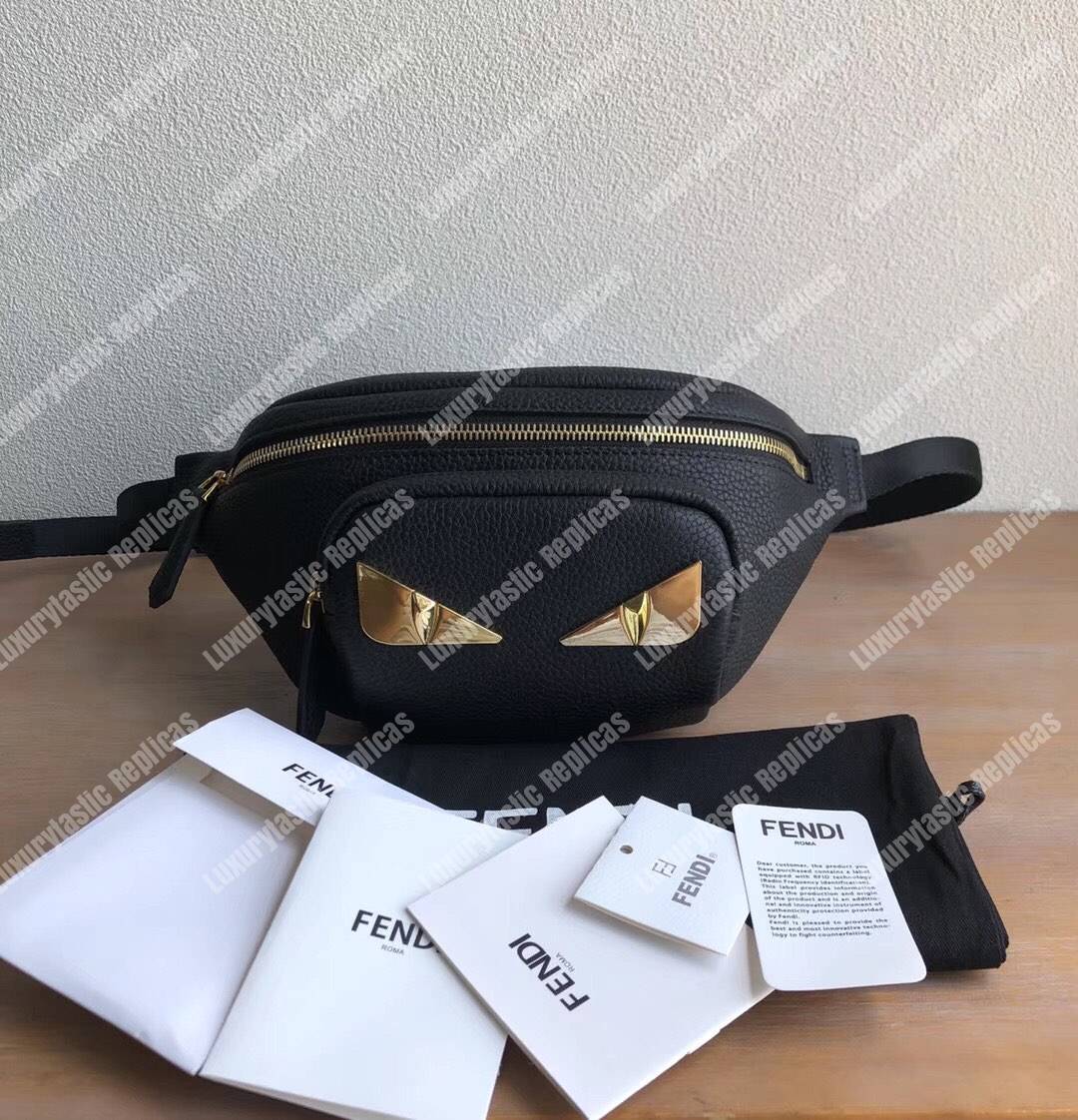 F**di black romano leather belt bag