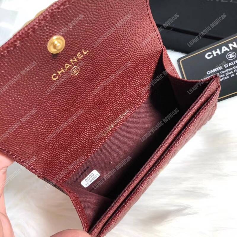 Ch*el boy small flap wallet maroon