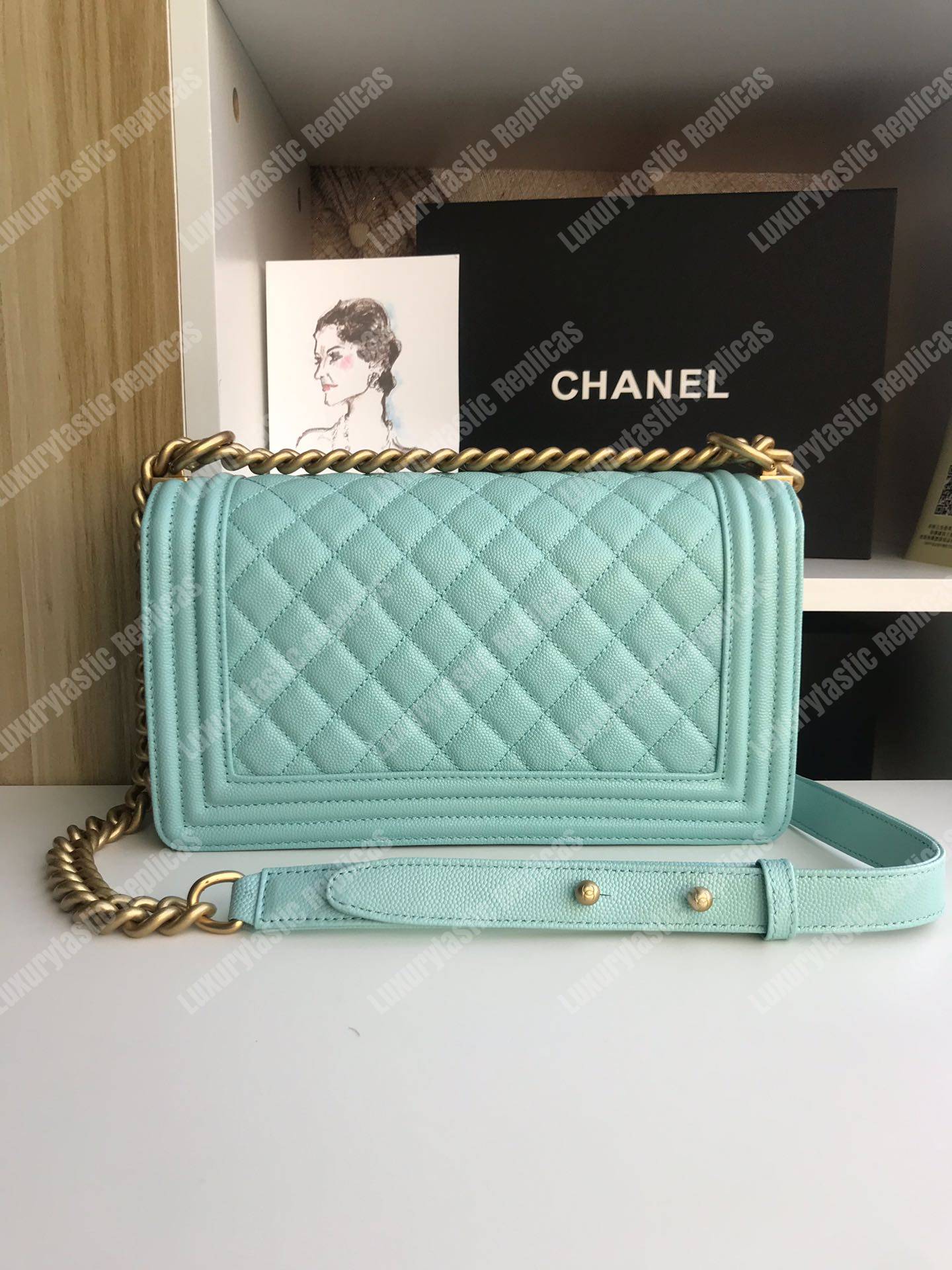 Ch*el boy medium handbag sky blue