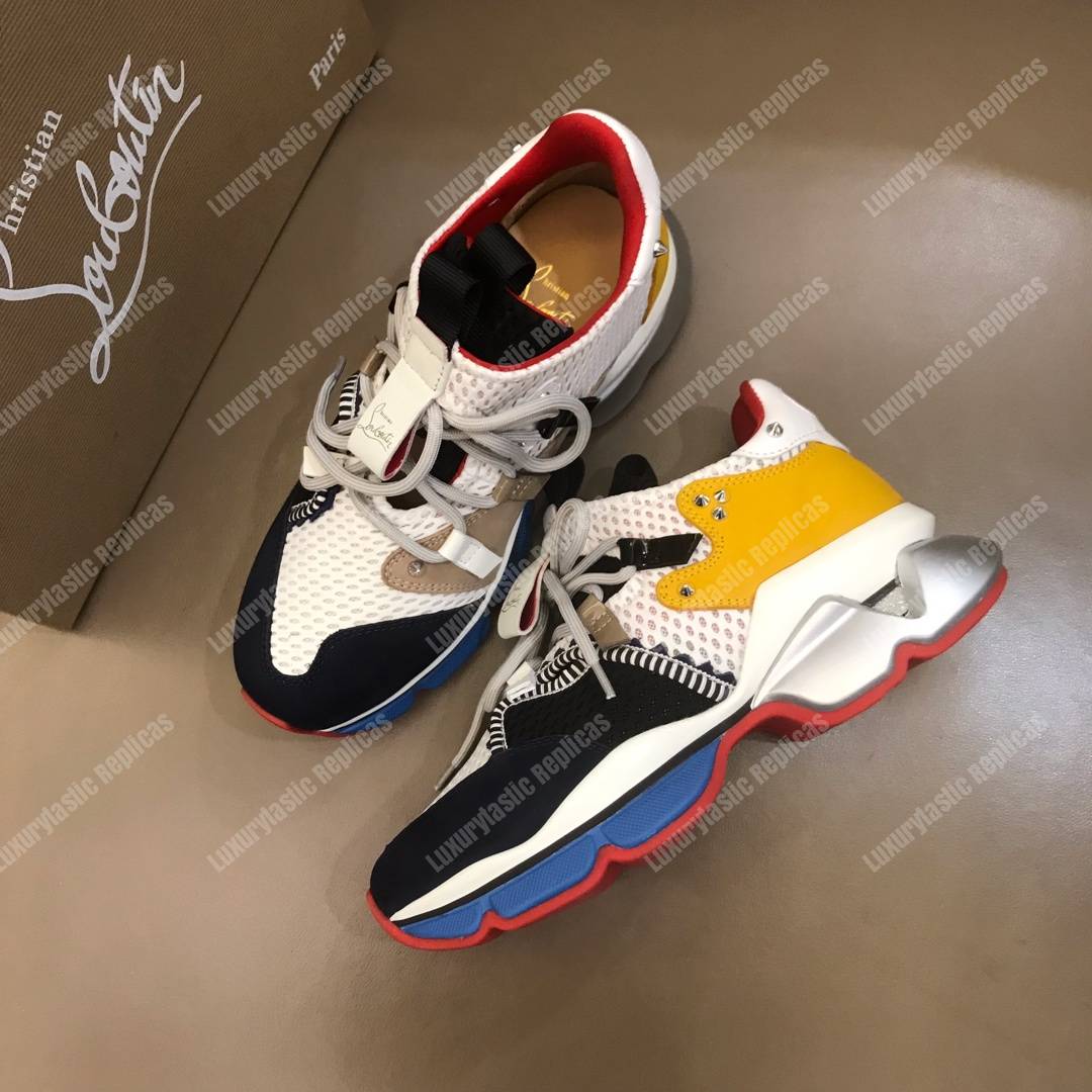 Ch**an louboutin red runner black/yellow/blue lining
