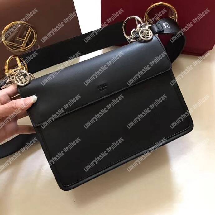 F**di kan i f black leather bag