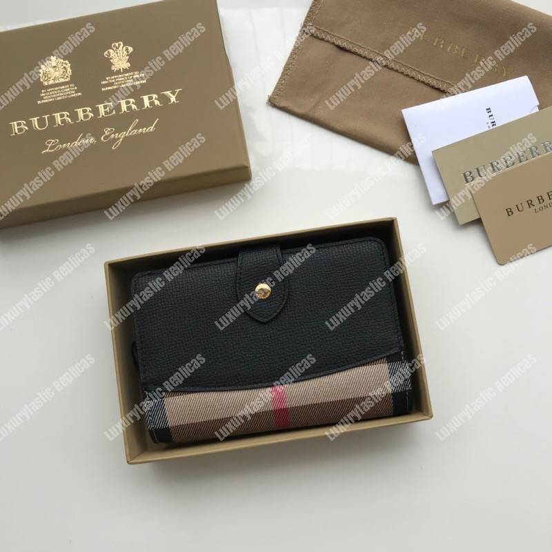 B**rry house check and leather wallet black