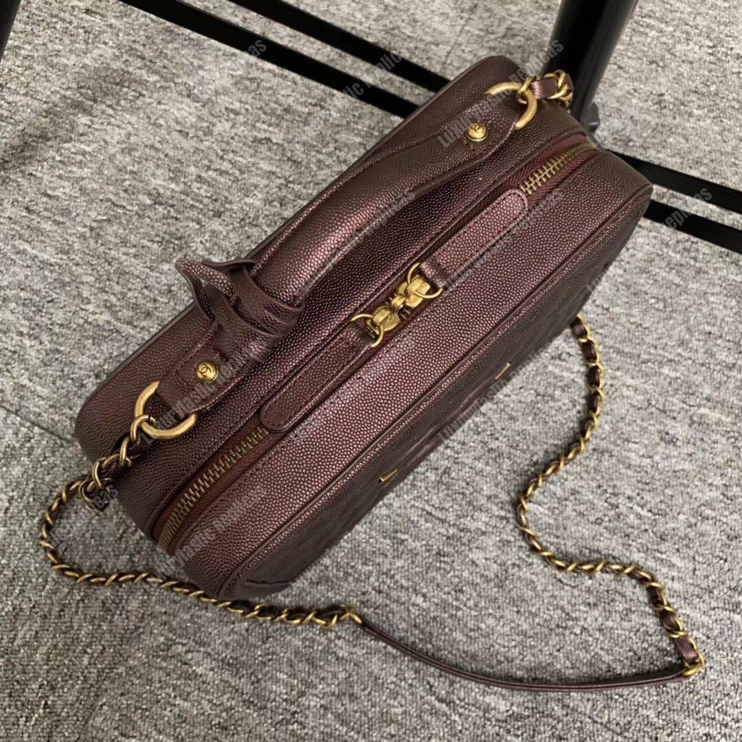 Ch*el large vanity case burgundy