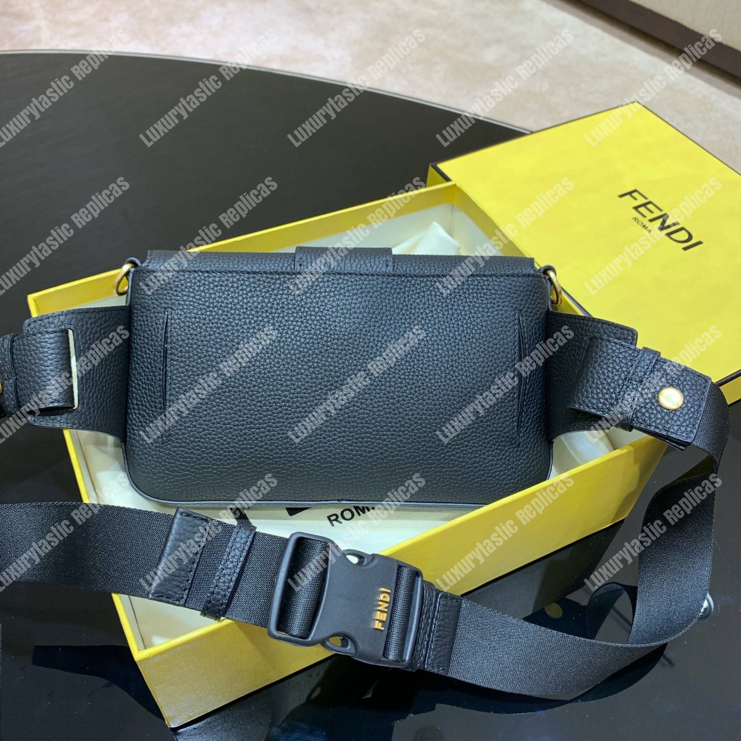 F**di baguette black leather bag