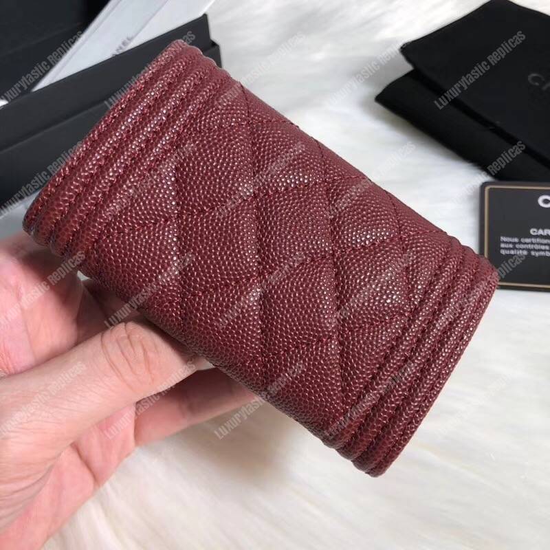 Ch*el boy small flap wallet maroon