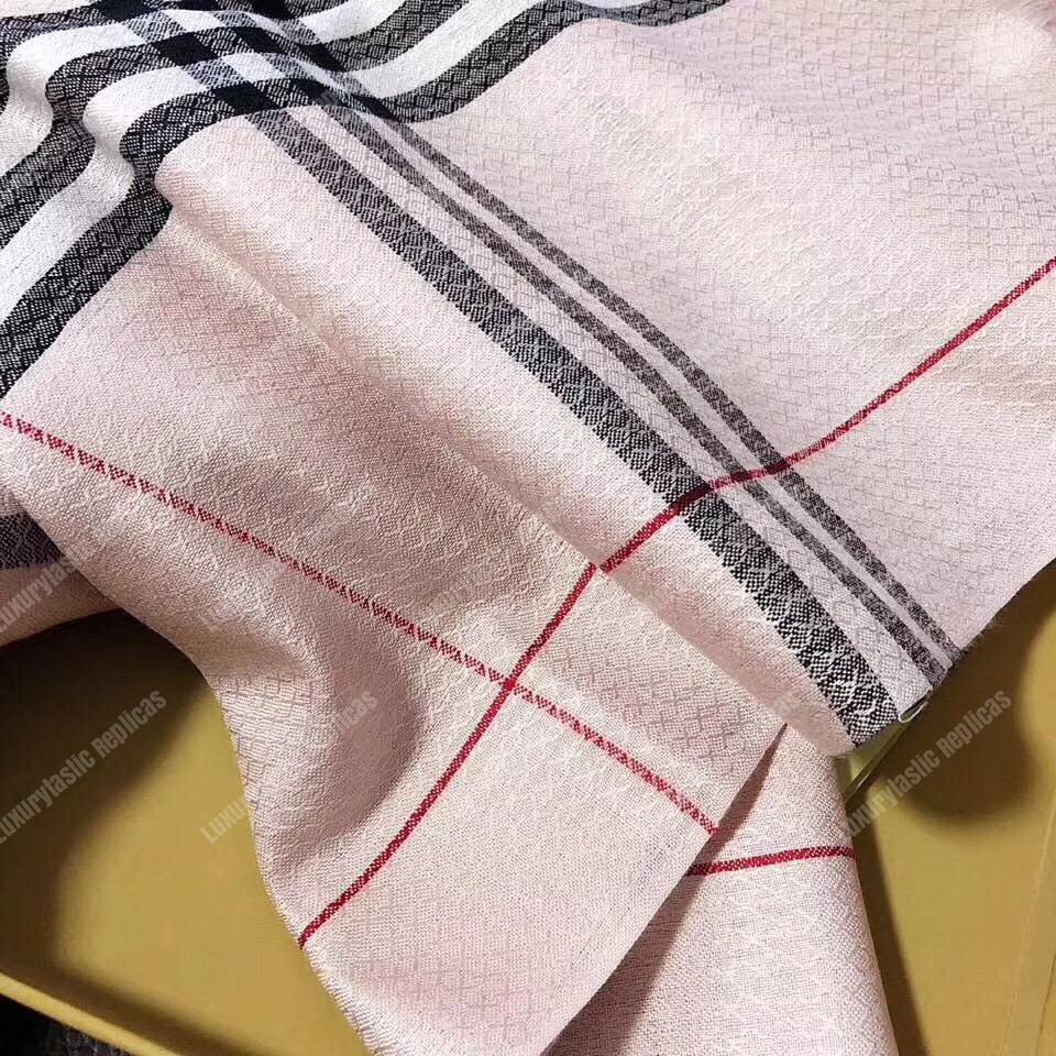 B**rry check cashmere scarf pink