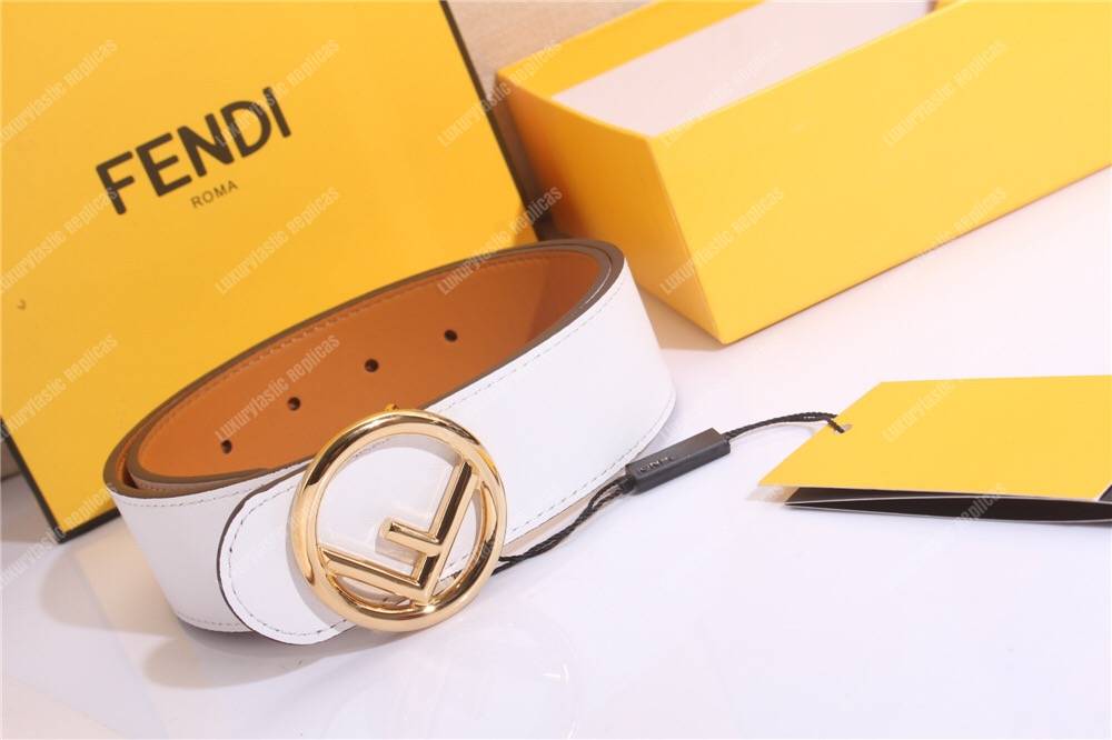 F**di white/caramel leather belt