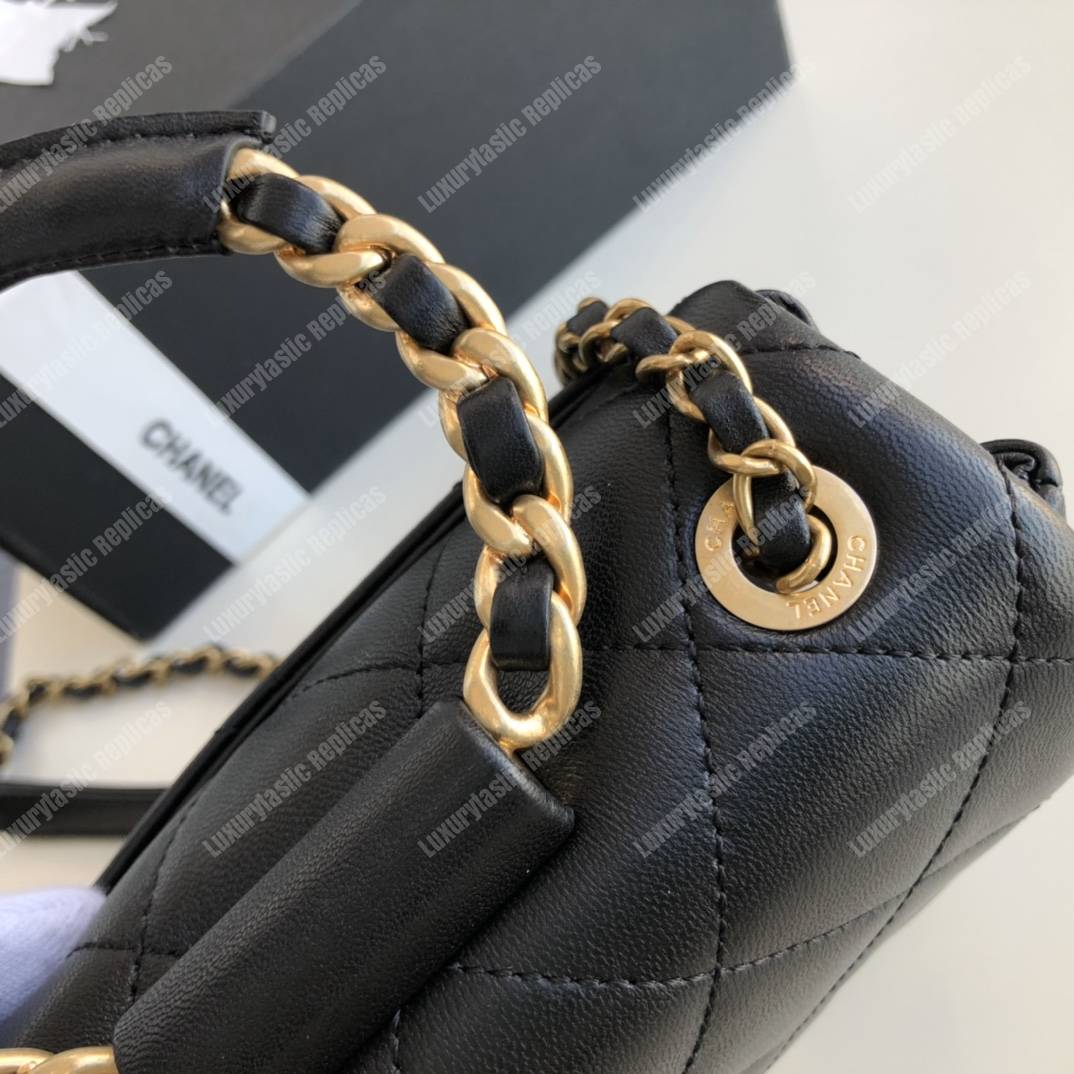 Ch*el small flap bag lambskin black