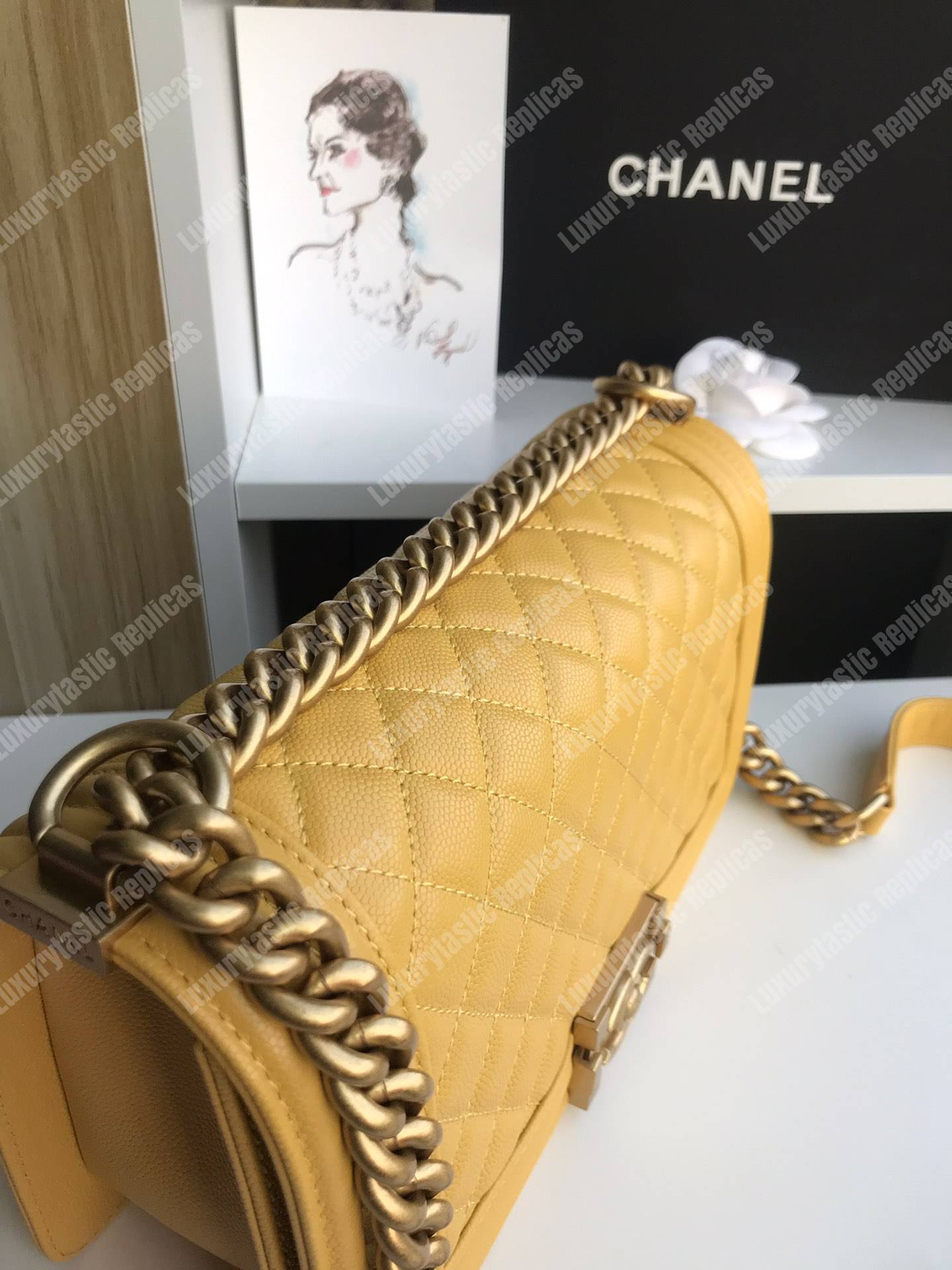 Ch*el boy medium handbag yellow