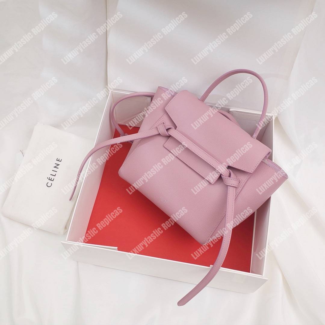 Ce**e nano belt bag in grained calfskin vintage pink