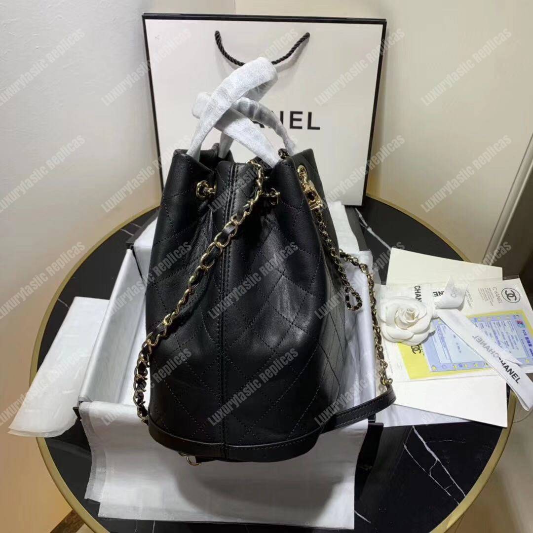 Ch*el large drawstring bag black