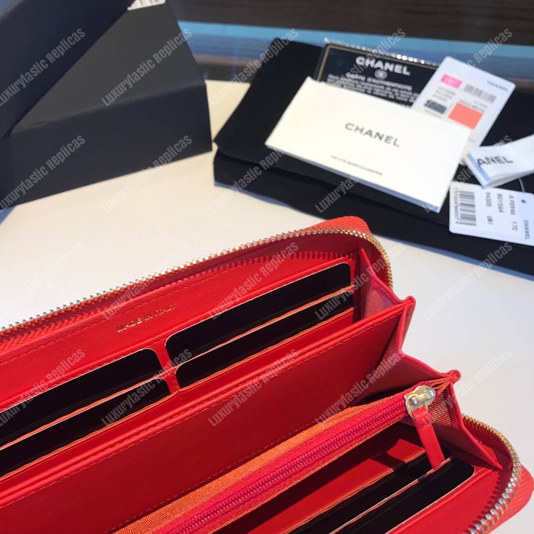 Ch*el 19 long zipped wallet red