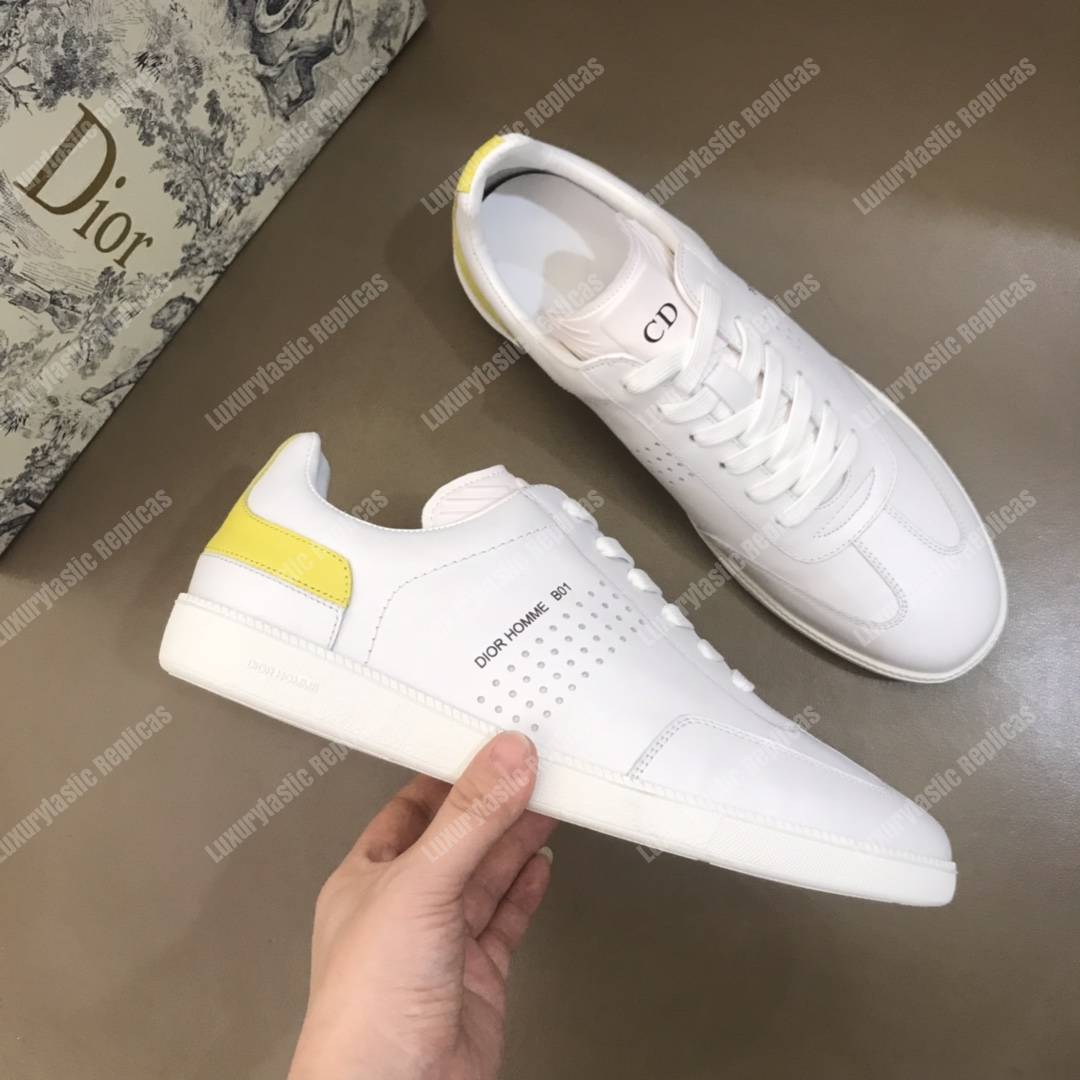 D*or “b01” sneaker white suede calfskin & white smooth calfskin