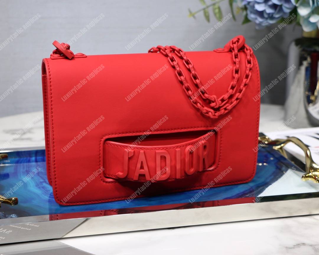 j’aD*or red ultra matte flap bag