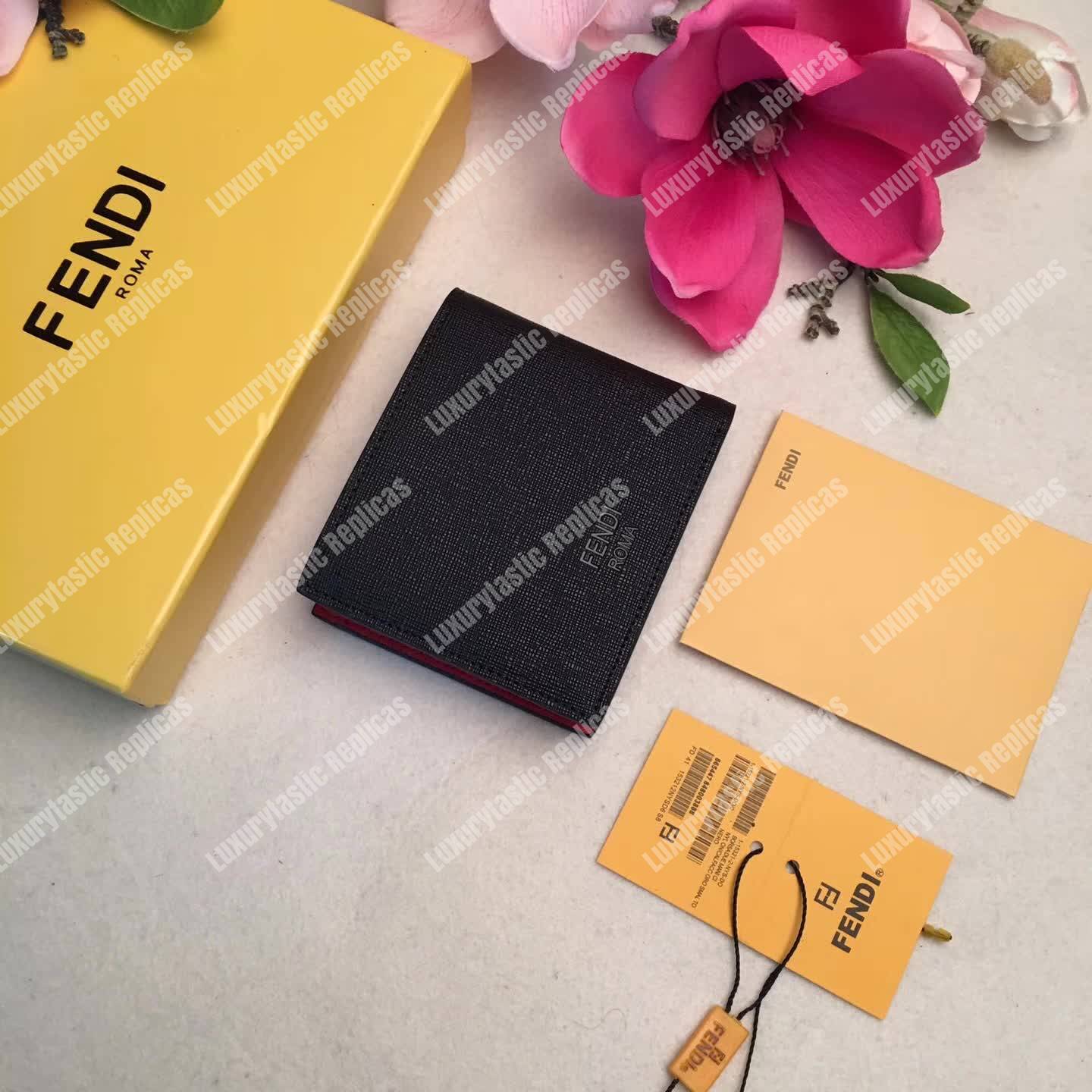 F**di black leather horizontal wallet