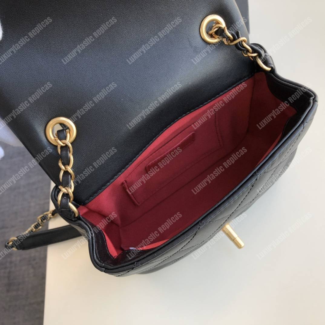 Ch*el small flap bag lambskin black