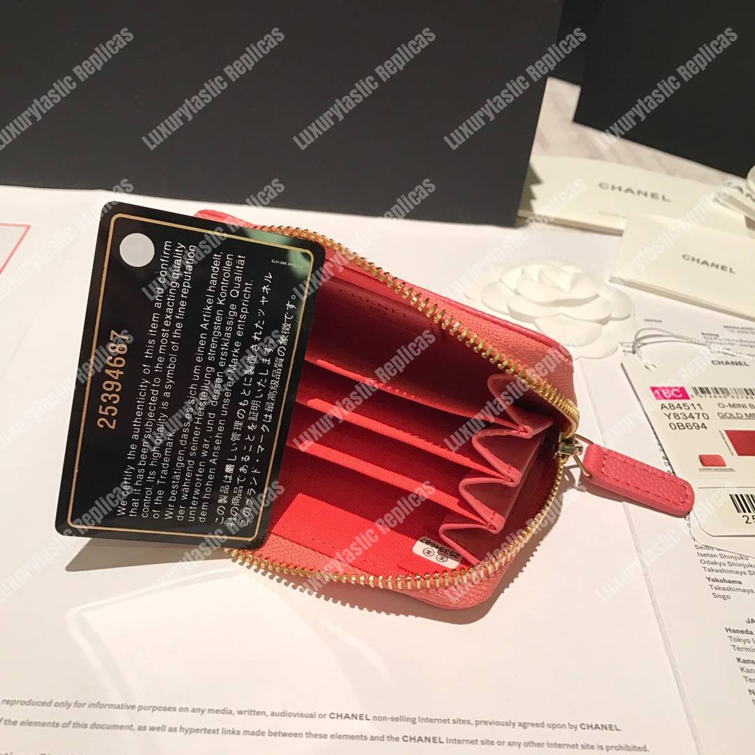 Ch*el classic zipped coin purse pink
