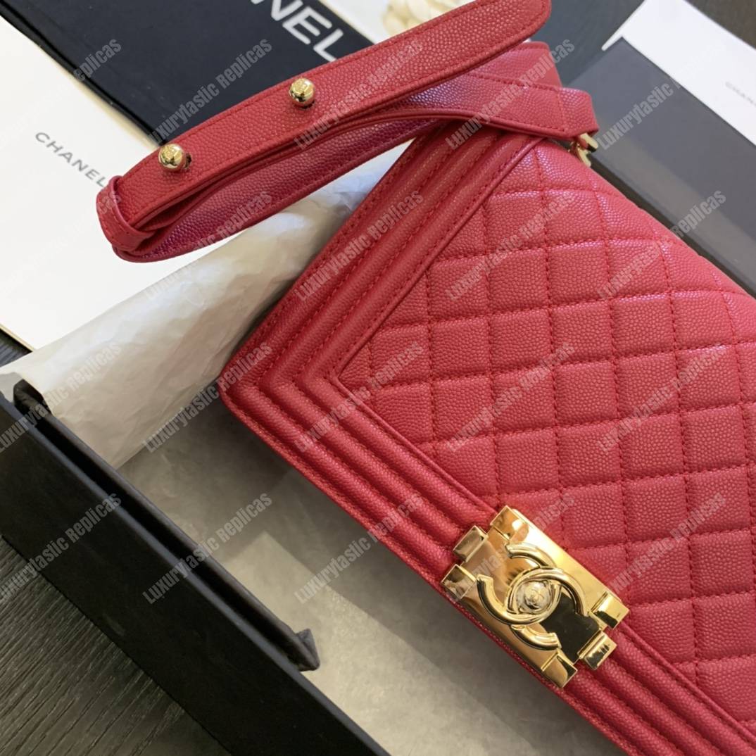 Ch*el boy medium handbag red