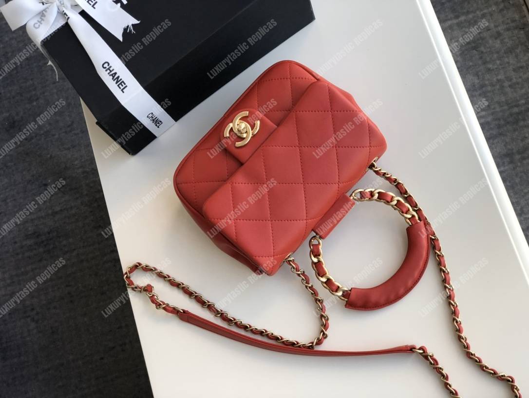 Ch*el small flap bag lambskin red