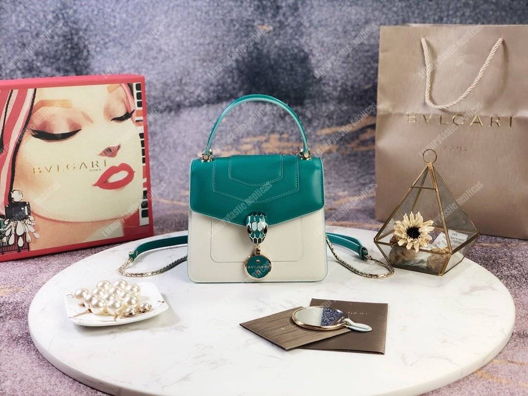 BVL Serpenti Forever Crossbody Bag White Agate / Tropical Turquoise