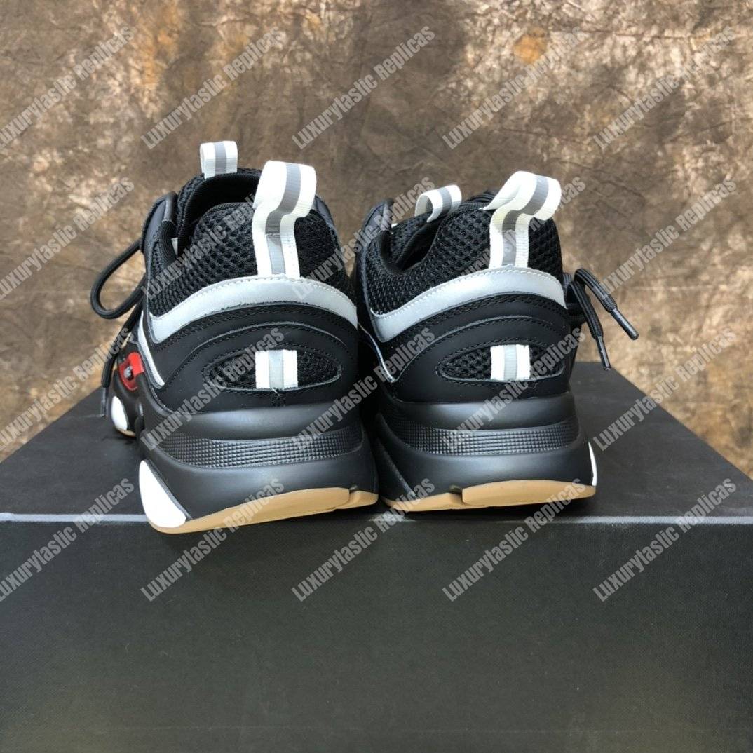 D*or “b22” sneaker in black technical knit and black and grey calfskin