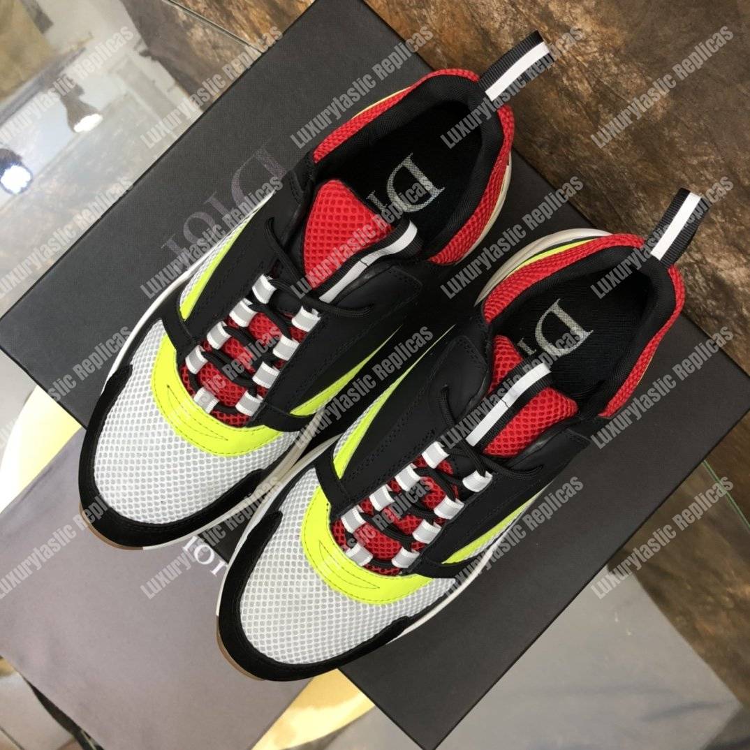 D*or b22 black, red and yellow canvas and calfskin sneaker