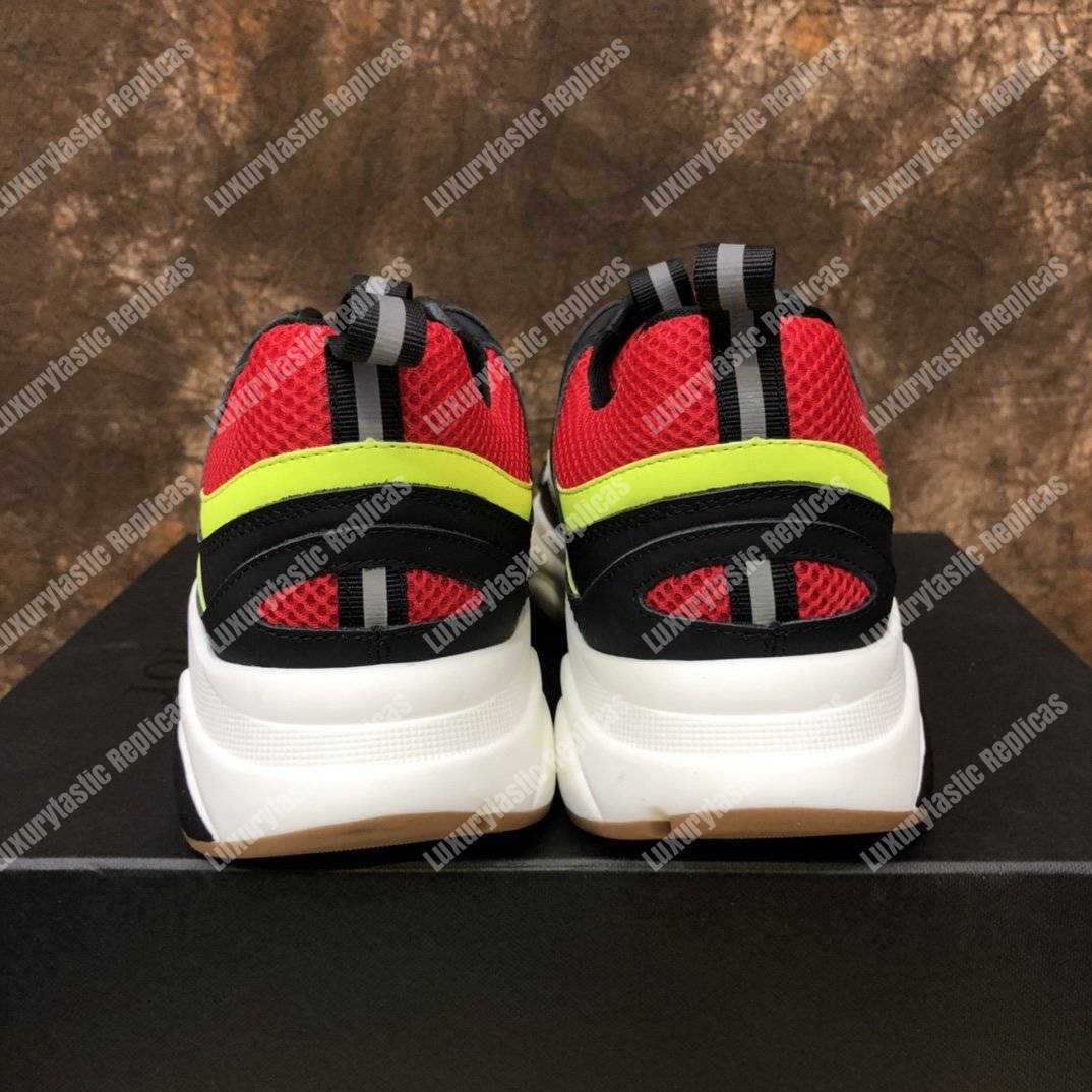 D*or b22 black, red and yellow canvas and calfskin sneaker