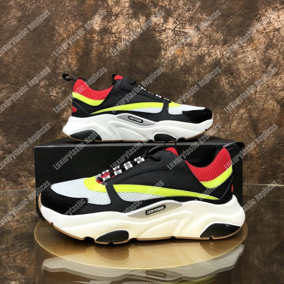 D*or b22 black, red and yellow canvas and calfskin sneaker
