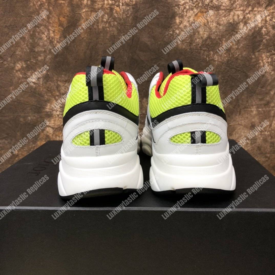 D*or b22 white, yellow and black canvas and calfskin sneaker