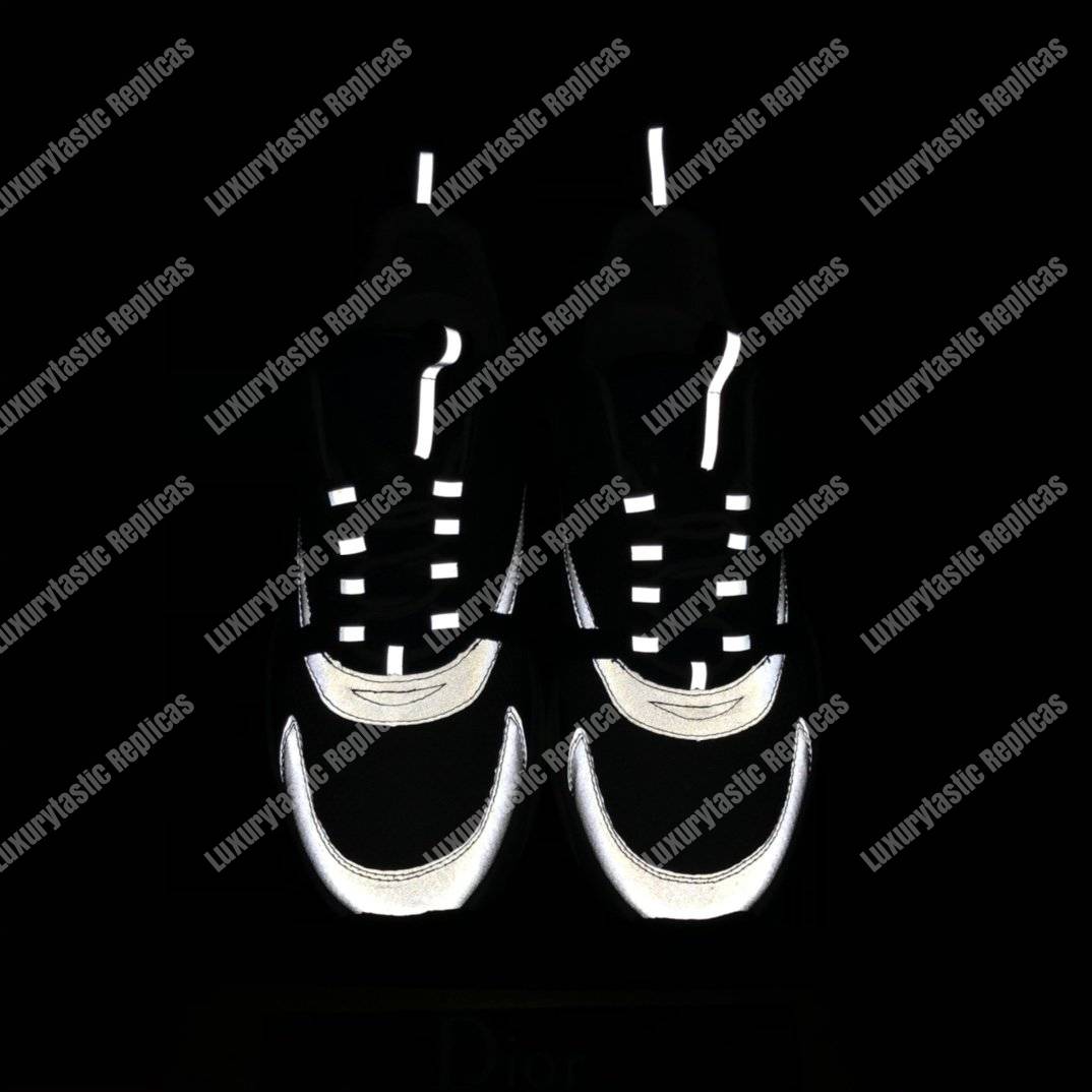 D*or b22 sneaker in white and blue technical mesh and gray calfskin