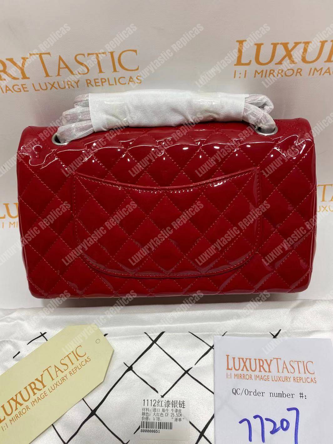 Ch*el classic medium flap bag red
