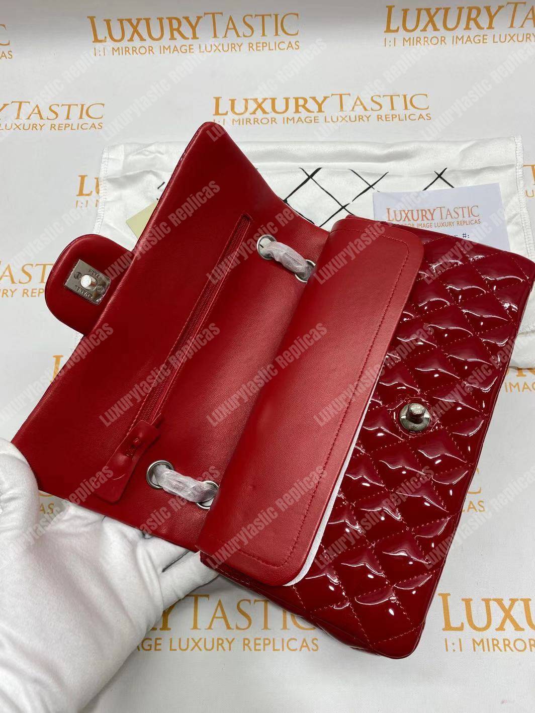 Ch*el classic medium flap bag red