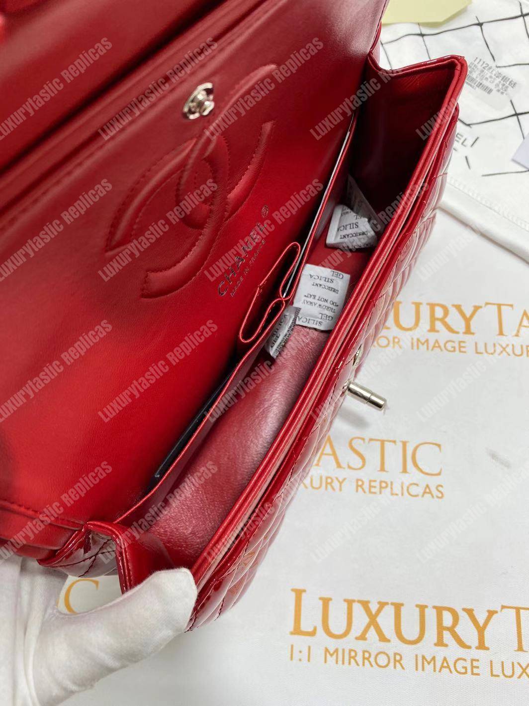 Ch*el classic medium flap bag red