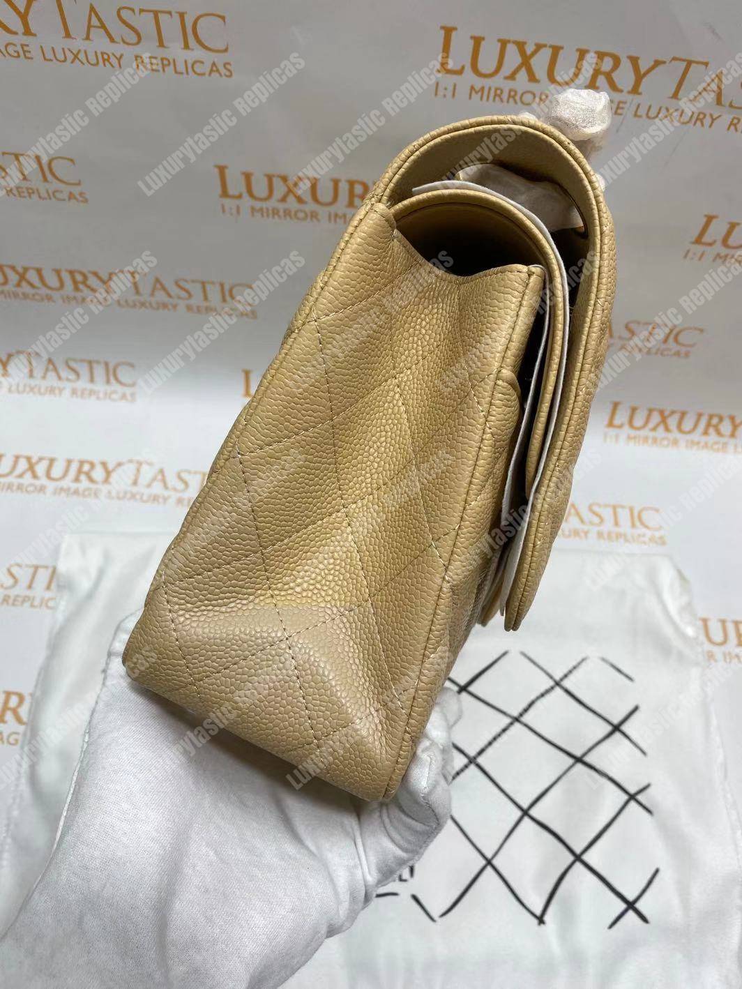 Ch*el large classic handbag beige