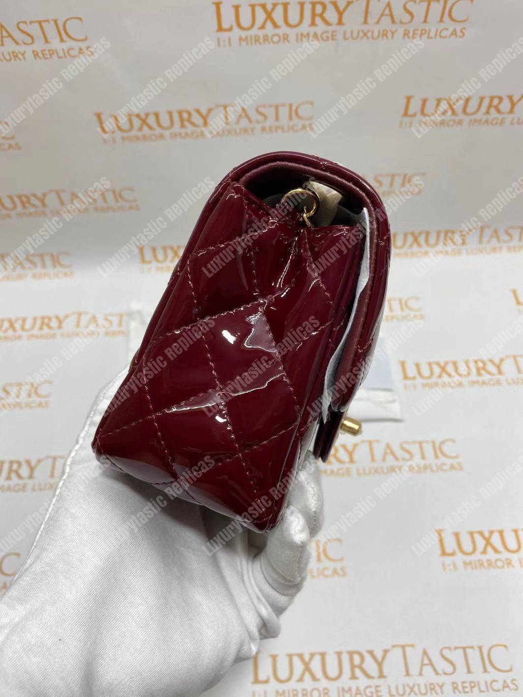 Ch*el mini flap bag burgundy