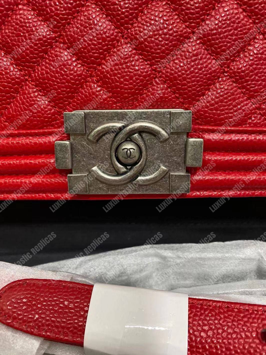 Ch*el boy medium handbag red