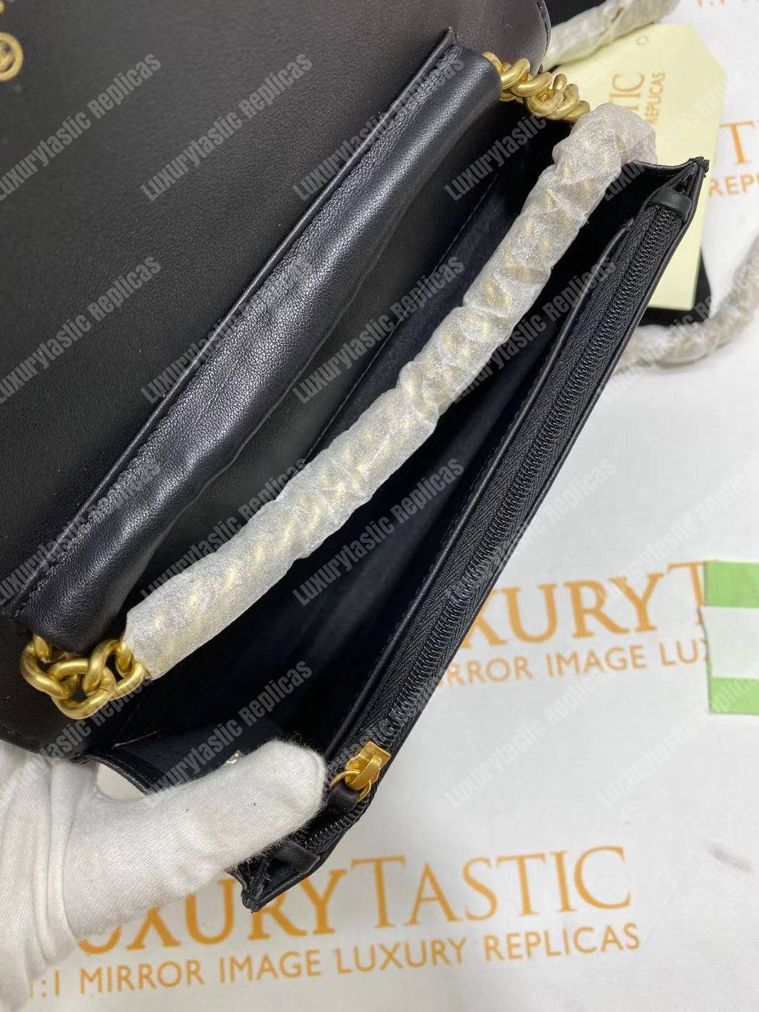 Ch*el le boy wallet on chain – woc grained calfskin gold-toned black