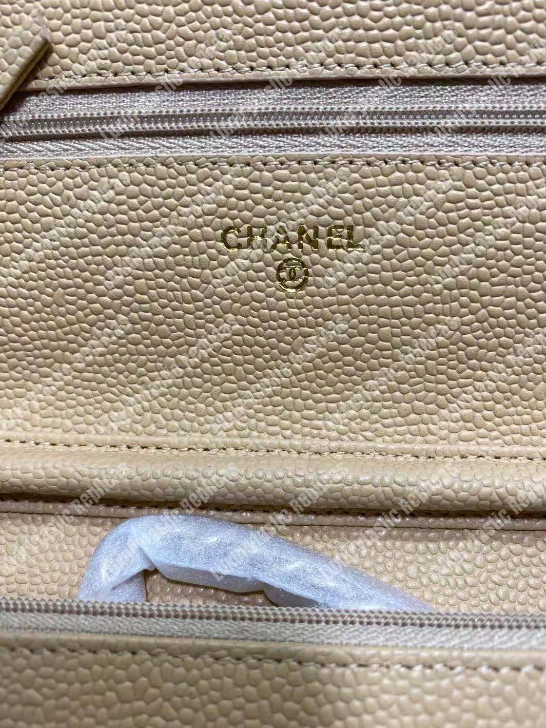 Ch*el wallet on chain – woc quilted lambskin beige gold-toned