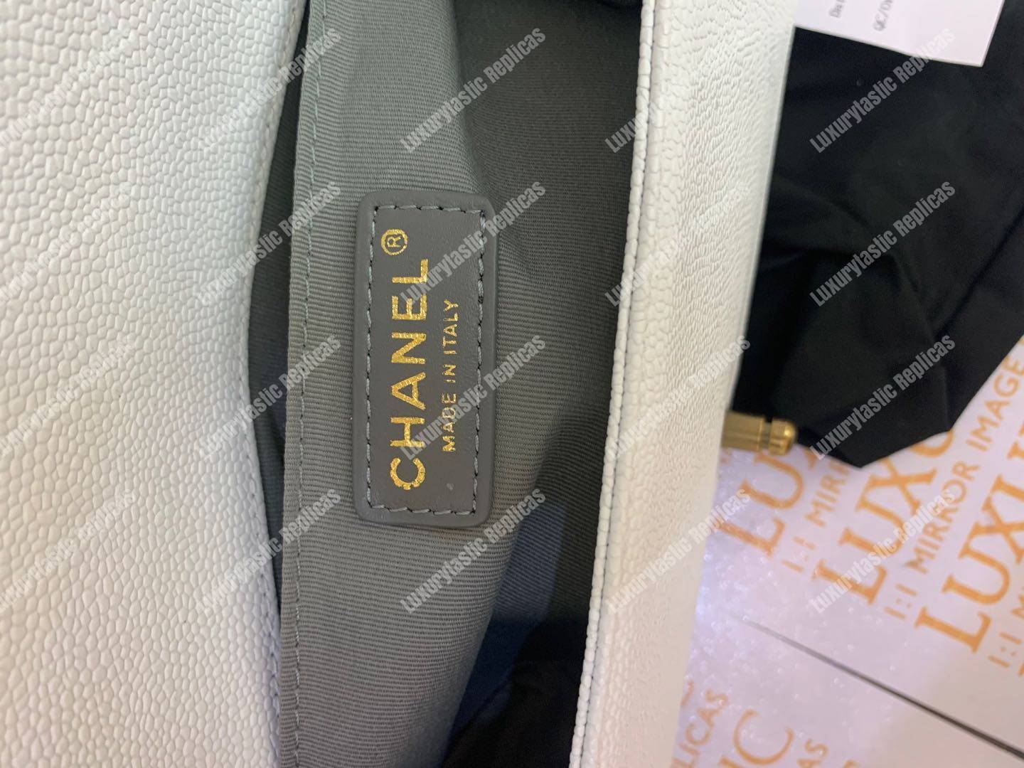 Ch*el boy medium handbag white