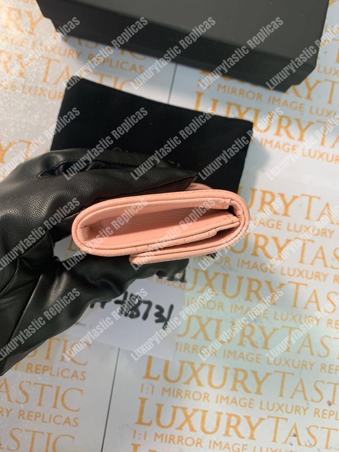 Ch*el boy small flap wallet pink