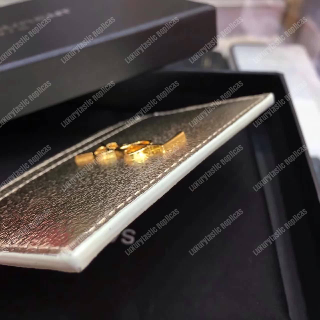 Saint Laurent Monogram Card Case Glitter Gold