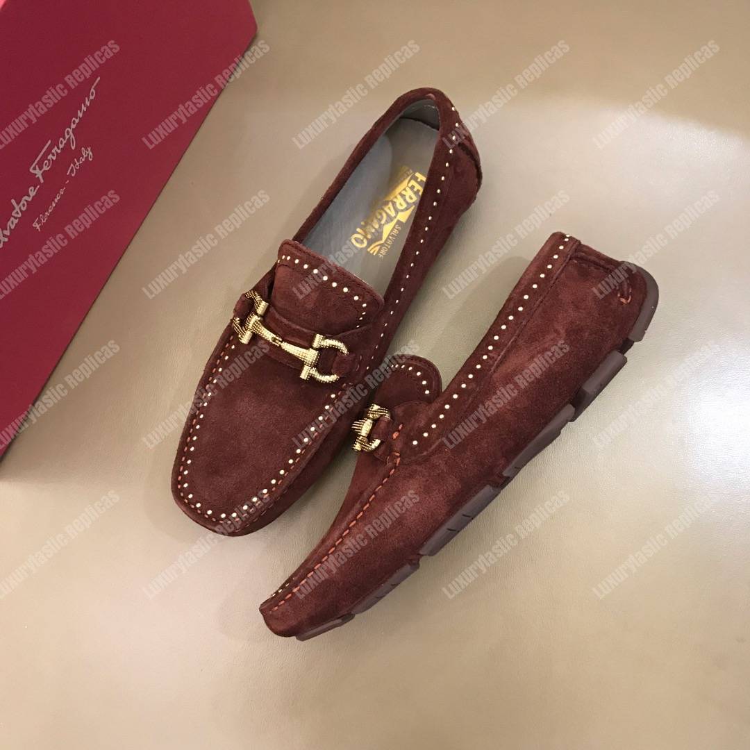 Salvatore Ferragamo Gancini Driving Shoe Maroon