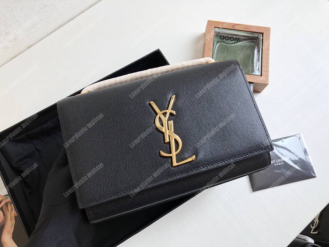 Saint Laurent Kate Medium In Grain De Poudre Embossed Leather Black