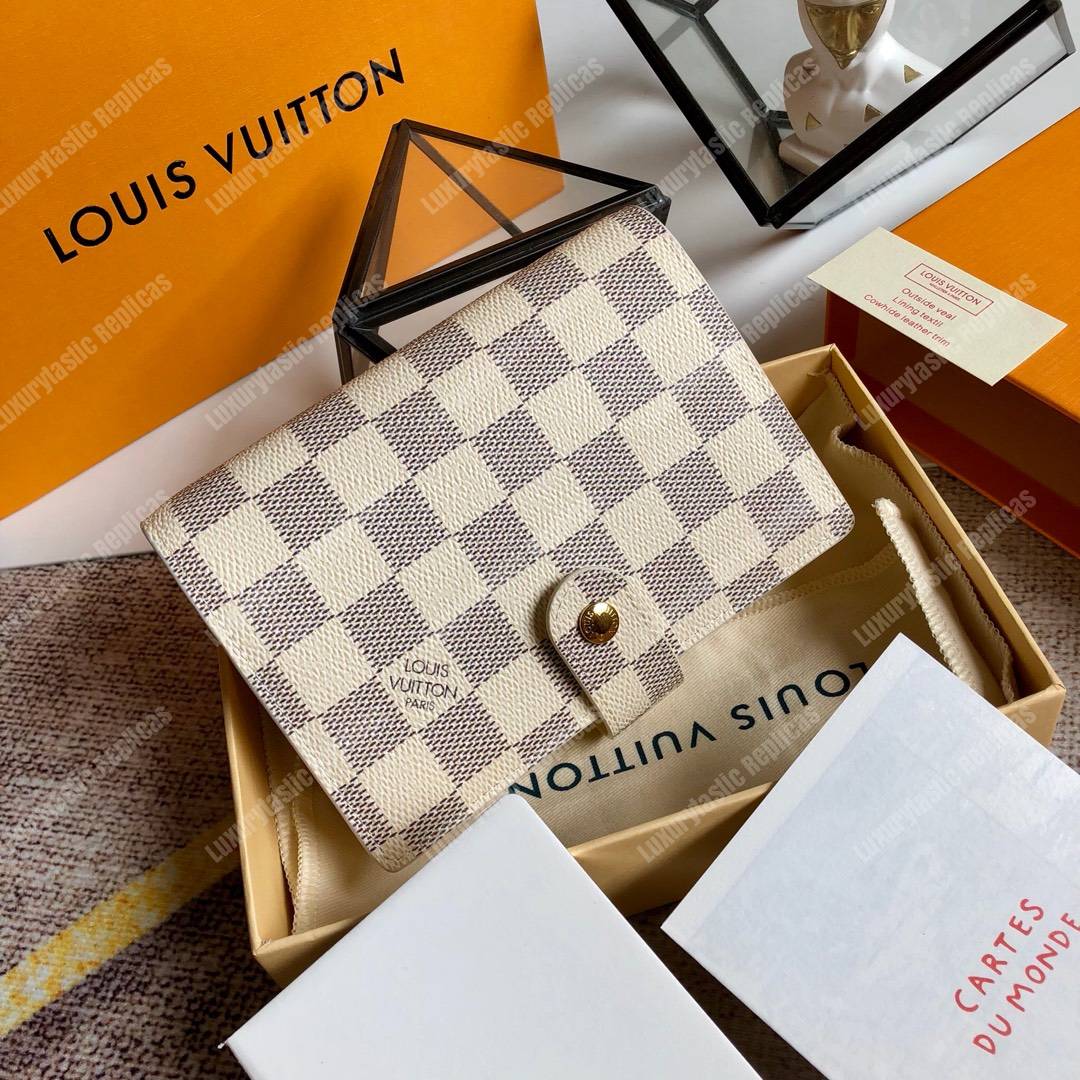 LV Small Ring Agenda Cover Damier Ebene White