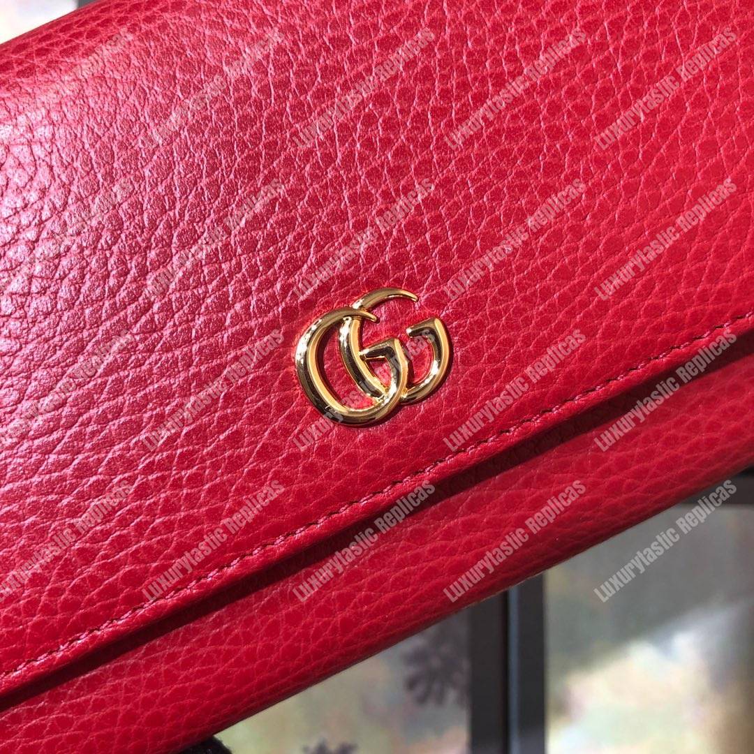 G*u*i red gg marmont leather continental wallet small gg metal