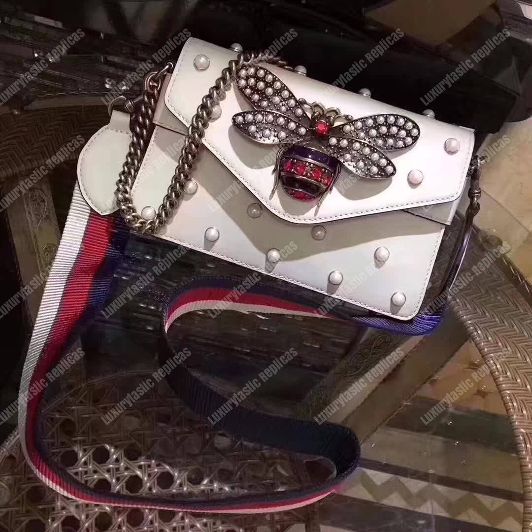 G*u*i broadway leather mini bag white