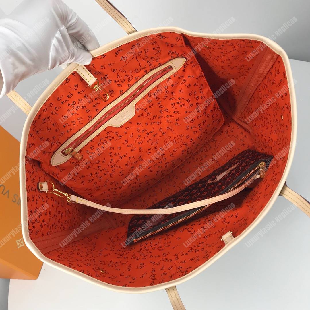 LV Neverfull MM Catogram Brown/Orange